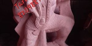 Red Marble Hanuman Statue