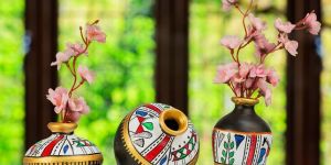 Warli Painting Terracotta Pot Set Home Decoration