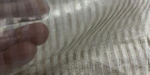 Organza Silk Silver Stripes Fabric