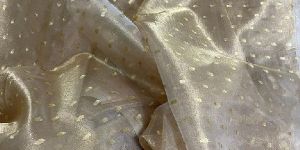 Tissue Silk Golden and Silver Dotted Buti Work Fabric