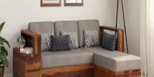 L Shape Wooden Sofa Set