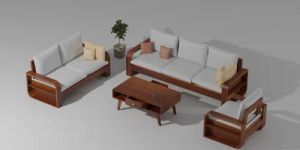 6 Seater Wooden Sofa Set with Coffee Table