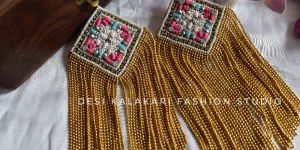 Beaded Square Layer Earrings
