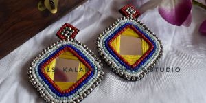 Multicolor Square Bead Earrings