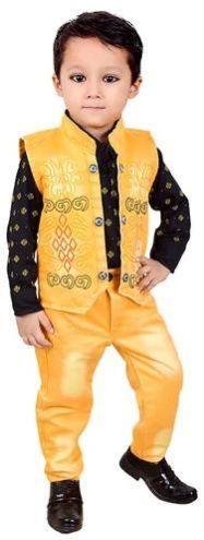 Yellow And Black Boys Baba Suits