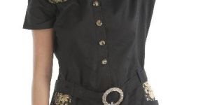 Short Mini Dress with Brocade Highlights