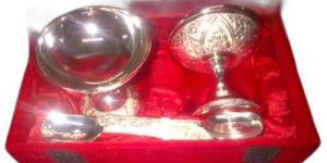 Silver Plated Ice Cream Bowl with Spoon Set