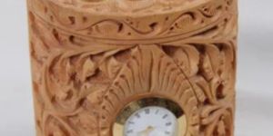 Wooden Carving Pine Wood Watch with Pen Holder