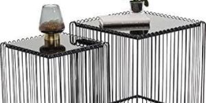 Square Black Metal Side Table Set