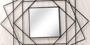 Square Wire Frame Metal Wall Mirror