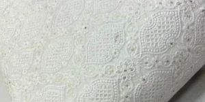 White Embroidery Viscose Fabric