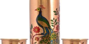 Mayur Printed Copper Water Bottle Gift Set
