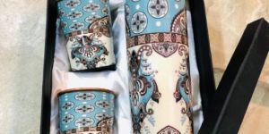 GF-513 Meenakari Copper Water Bottle Gift Set