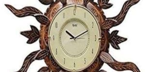 Wooden Sun Shaped Wall Clock