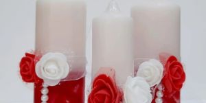 Red & White Pillar Candle