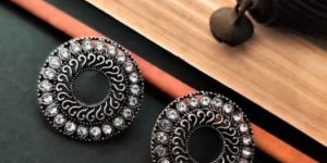 Silver Toned Round Stud Earrings