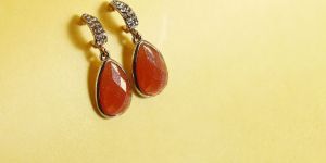 Red Garnet Quartz Gold Plated Earings