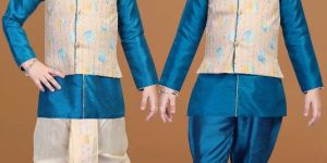 Blue Dhoti Kurta Combo Set