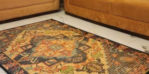 Blue Printed Bamboo Floor Carpet