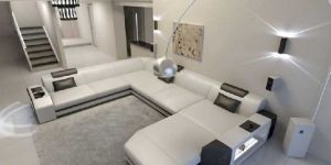 White Designer U Shaped Sofa Set