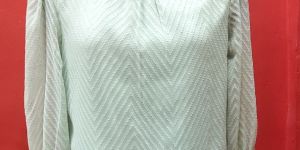 Solid Green Polyester Ladies Top