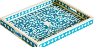 Handmade Bone Inlay Rectangular Serving Tray