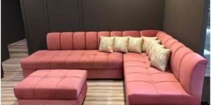 Straight Line Lining L Shape Corner Sofa Set with Upholstery Center Table