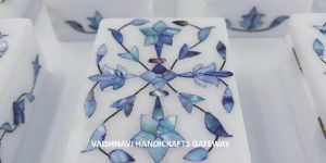 Marble Handicraft Blue Mother of Pearl Jewelry Box