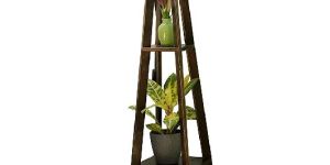 Wooden Floor Lamp with 3 Shelfs