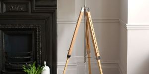 Woodn Floor Lamp with Adjustable Tripod