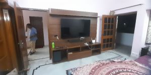 WOODEN TV UNIT WITH OPEN STORAGE
