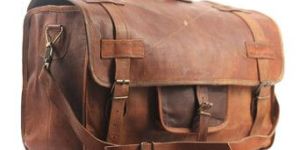Mens Retro Style Leather Flap Duffle Bag