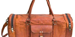 Vintage Leather Round Duffle Bag