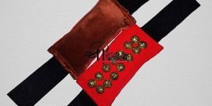 Handmade 2 Line Red Velvet Velcro Bharatnatyam Ghungroo Pad for Children