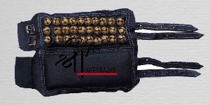 Handmade 3 Line Black Leather Bharatnatyam Ghungroo