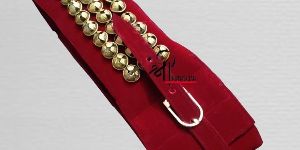 Handmade 3 Line Maroon Velvet Velcro Belt Bharatnatyam Ghungroo Pads