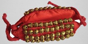 Handmade 4 Line Indian Kathak Classical Dance Cloth Brass Ghungroo Pads