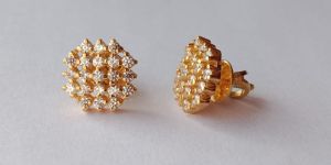 CZ Sterling Silver Designer 925 Stamped Stud Earring