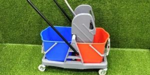 Amsse Double Bucket Mop Wringer Trolley