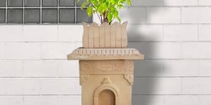 Teak Gold Khatu Stone Tulsi Pot