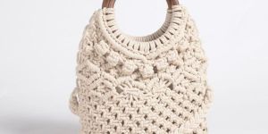 Macrame Purse with Wooden Handles
