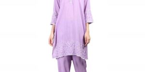 Rayon Purple Women Kurta Pant Set