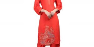V Neck Ladies Rayon Kurta Pant Set