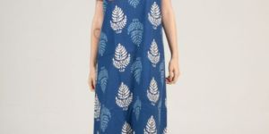 Ladies Indigo Printed Cotton Nightgown