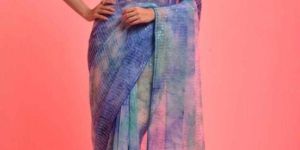 Georgette Digital Print with Full Sequence Work Saree