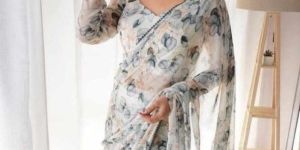 Georgette Flower Patti Digital Printed Saree