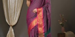 Women's Aura Silk Jacquard Saree with jhalar