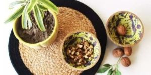 Vibrant Yellow Printed Mango Wood Serving Bowl