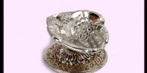 White Metal Diya Hand