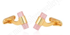 Rose Quartz Brass Cufflink